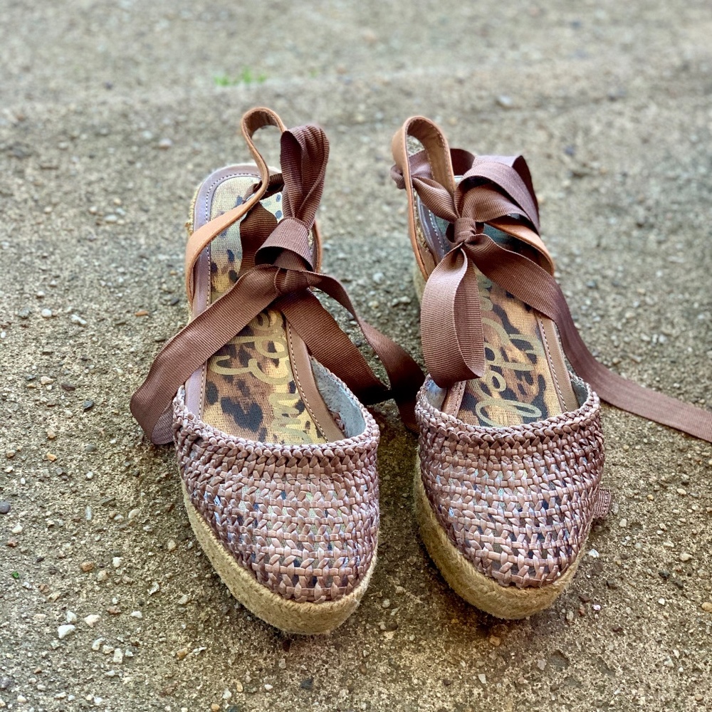 Barely warn, strappy espadrille wedge